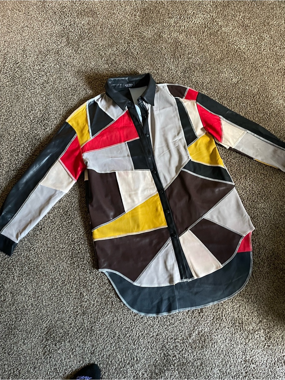 Akira patchwork, button-down shirt